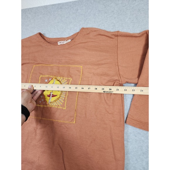 Avant Garde Designed by D.D.Y.C. Terracotta Long‎ Sleeve Moon/Sun Top Size XL - Picture 8 of 8